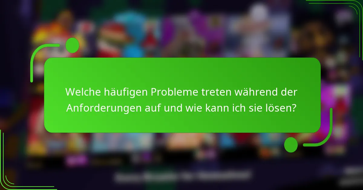 Welche häufigen Probleme treten während der Anforderungen auf und wie kann ich sie lösen?